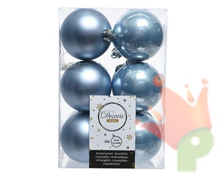 PALLINE NATALIZIE 60MM BLU STEEL BOX DA 12 PZ
