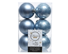 PALLINE NATALIZIE 60MM BLU STEEL BOX DA 12 PZ
