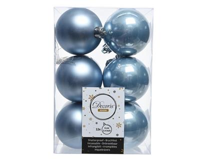 PALLINE NATALIZIE 60MM BLU STEEL BOX DA 12 PZ