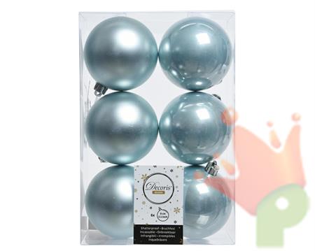 PALLINE DI NATALE CELESTI 8 CM 6 PZ