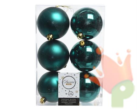 PALLINE NATALIZIE 80MM VERDE SMERALDO BOX DA 6 PZ