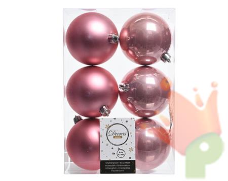 PALLINE NATALIZIE 80MM ROSA WILD BOX DA 6 PZ
