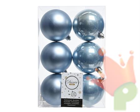 PALLINE NATALIZIE 80MM BLU STEEL BOX DA 6 PZ