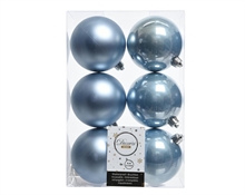 PALLINE NATALIZIE 80MM BLU STEEL BOX DA 6 PZ