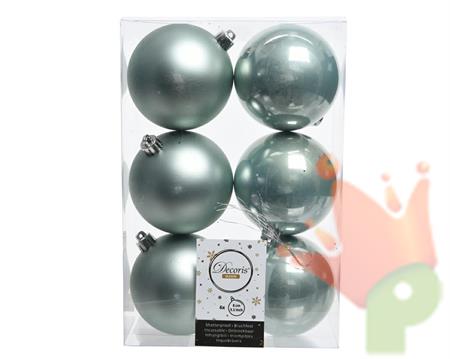 PALLINE NATALIZIE 80MM VERDE EUCALYPTUS BOX DA 6 PZ