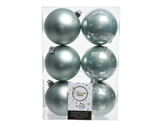 PALLINE NATALIZIE 80MM VERDE EUCALYPTUS BOX DA 6 PZ
