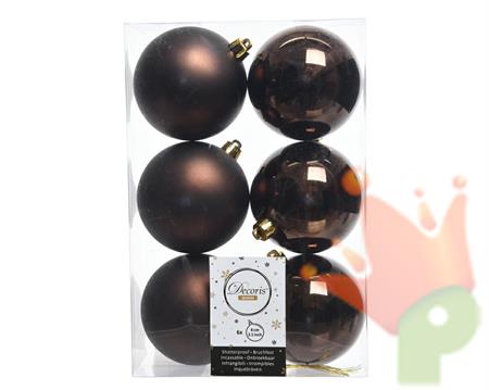 PALLINE NATALIZIE 80MM MARRONE BOX DA 6 PZ