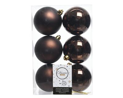 PALLINE NATALIZIE 80MM MARRONE BOX DA 6 PZ