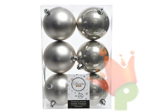 PALLINE NATALIZIE 80MM BIANCO NATURALE BOX DA 6 PZ