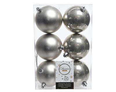 PALLINE NATALIZIE 80MM BIANCO NATURALE BOX DA 6 PZ