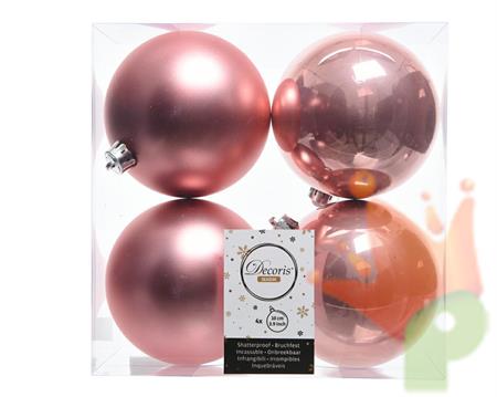 PALLINE NATALIZIE 100MM ROSA WILD BOX DA 4 PZ