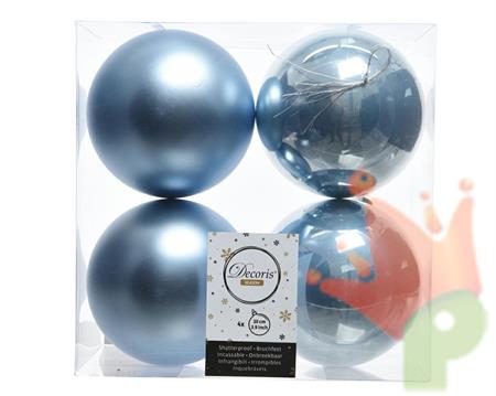 PALLINE NATALIZIE 100MM BLU STEEL BOX DA 4 PZ