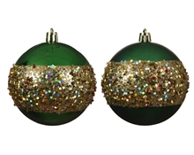 PALLINA NATALIZIA 8CM VERDE CON GLITTER ORO