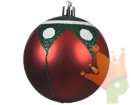 PALLINA NATALIZIA ROSSA 8CM DECORAZIONE ASSORTITA