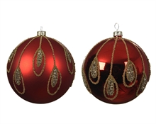 PALLINA NATALIZIA ROSSA  8CM CON DECORI ORO