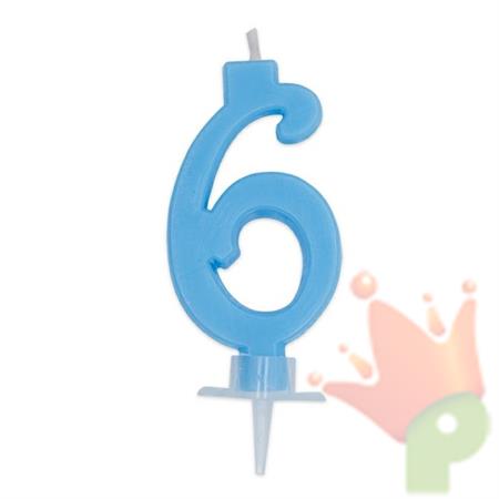 CANDELINA NUMERO 6 CERA ITALIC CELESTE 7CM