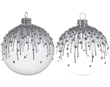 PALLINA NATALIZIA 8CM TRASPARENTE CON GLITTER ARGENTO