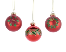 PALLINE NATALIZIE ROSSA 6CM DECORAZIONE ASSORTITA