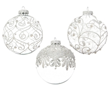 PALLINA NATALIZIA 8CM BIANCA DECORAZIONE ASSORTITA