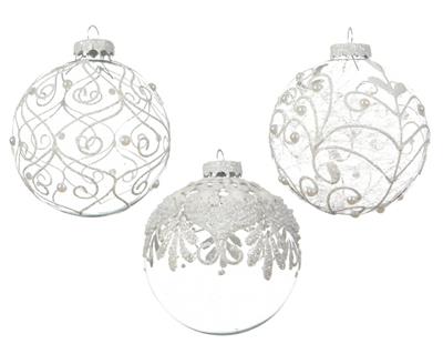 PALLINA NATALIZIA 8CM BIANCA DECORAZIONE ASSORTITA