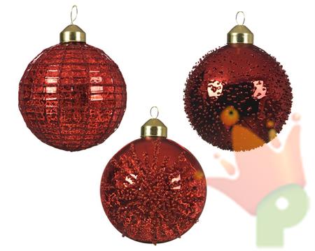 PALLINE NATALIZIE 8CM ROSSA DECORAZIONE ASSORTITA