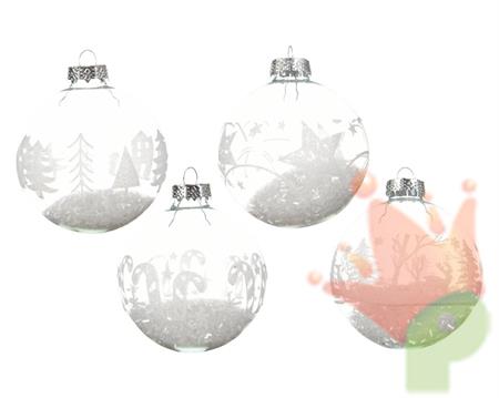 PALLINA NATALIZIA 8CM TRASPARENTE CON DECORI ASSORTITI