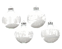 PALLINA NATALIZIA 8CM TRASPARENTE CON DECORI ASSORTITI