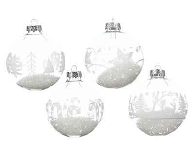 PALLINA NATALIZIA 8CM TRASPARENTE CON DECORI ASSORTITI