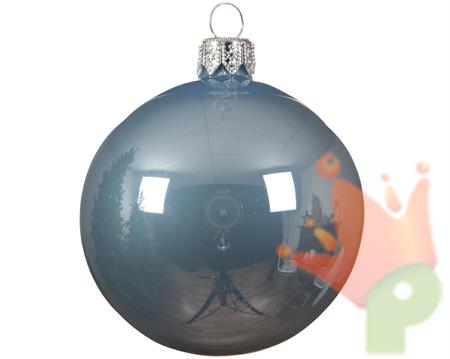 PALLINE NATALIZIE VETRO 10CM BLU STEEL BOX DA 4