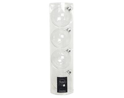 PALLINE NATALIZIE VETRO TRASPARENTE 10CM IN TUBO DA 4