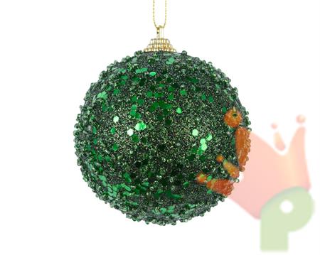 PALLINA NATALIZIA 8CM VERDE PINO PAILLETTES