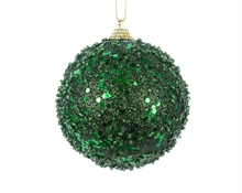 PALLINA NATALIZIA 8CM VERDE PINO PAILLETTES