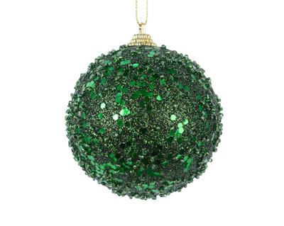 PALLINA NATALIZIA 8CM VERDE PINO PAILLETTES