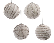 PALLINA NATALIZIA 8CM BIANCA DECORAZIONE ASSORTITA