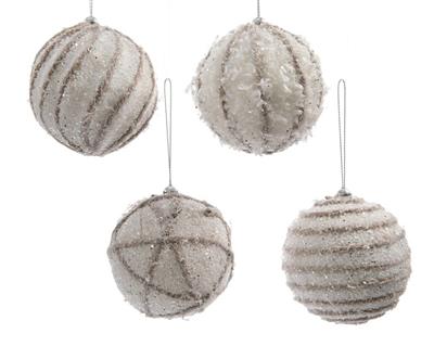 PALLINA NATALIZIA 8CM BIANCA DECORAZIONE ASSORTITA