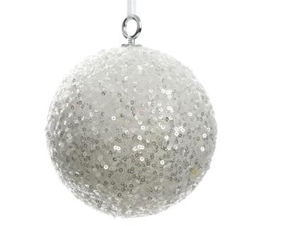 PALLINA NATALIZIA 20CM BRILLANTINATA BIANCO