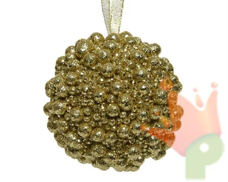 PALLINA NATALIZIA 8CM DECORATA CON PALLINE ORO