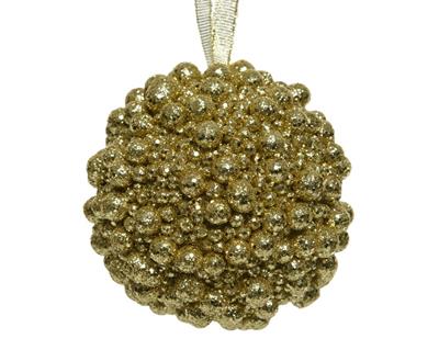 PALLINA NATALIZIA 8CM DECORATA CON PALLINE ORO