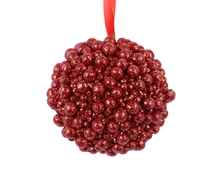 PALLINA NATALIZIA 8CM DECORATA CON PALLINE ROSSO