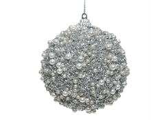 PALLINA NATALIZIA ARGENTO 8CM DECORATA CON PALLINE ARGENTO