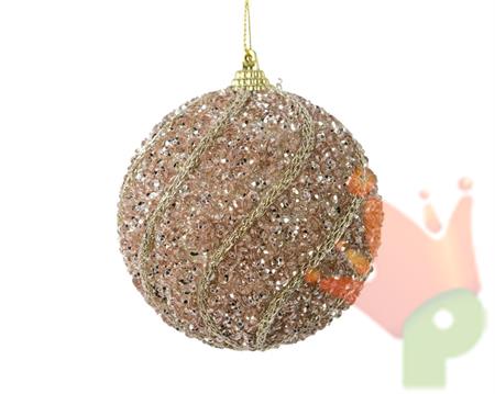 PALLINA NATALIZIA 8CM BIANCO PERLA DECORATA CON STRASS