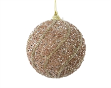 PALLINA NATALIZIA 8CM BIANCO PERLA DECORATA CON STRASS