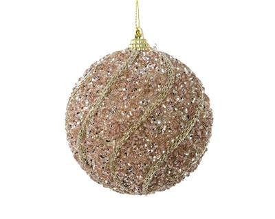 PALLINA NATALIZIA 8CM BIANCO PERLA DECORATA CON STRASS