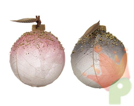 PALLINA NATALIZIA CON FOGLIA ORO 8CM