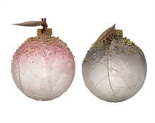 PALLINA NATALIZIA CON FOGLIA ORO 8CM