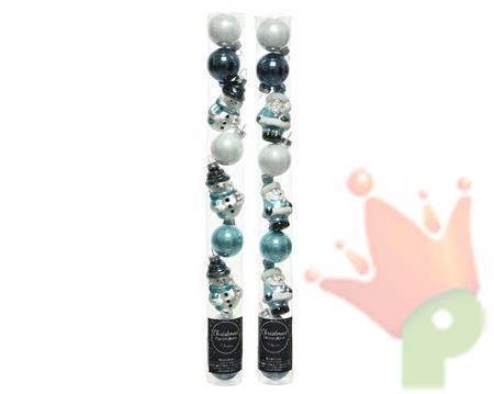 PALLINE E FIGURE PER ALBERO BABBO NATALE E PUPAZZO DI NEVE 9 PZ