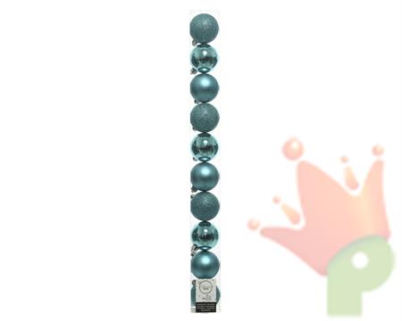 PALLINE PER ALBERO 60MM TURCHESE IN TUBO DA 10 PZ