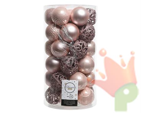 PALLINE ROSA CIPRIA 6 CM ASSORTITE PER ALBERO BOX 36 PZ