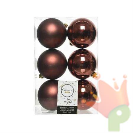 PALLINE ROSA ANTICO LUCIDE E OPACHE 8 CM PER ALBERO BOX DA 6 PZ