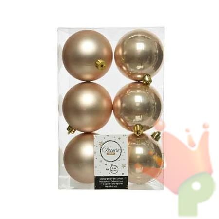PALLINE BEIGE CALDO PER ALBERO 8 CM BOX 6 PZ